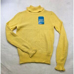 Vintage Society Turtleneck Sweater S Yellow Deadstock Chunky Knit Colorful Retro